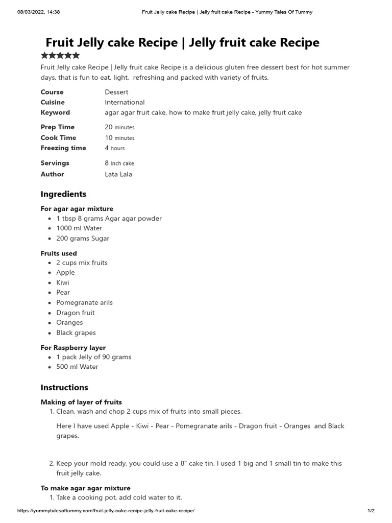 Fruit Jelly Cake Recipe - Jelly Fruit Cake Recipe - Yummy Tales of ...
