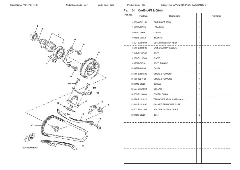 Yzf-R125 R125 Camshaft & Chain | PDF | Engines | Machines
