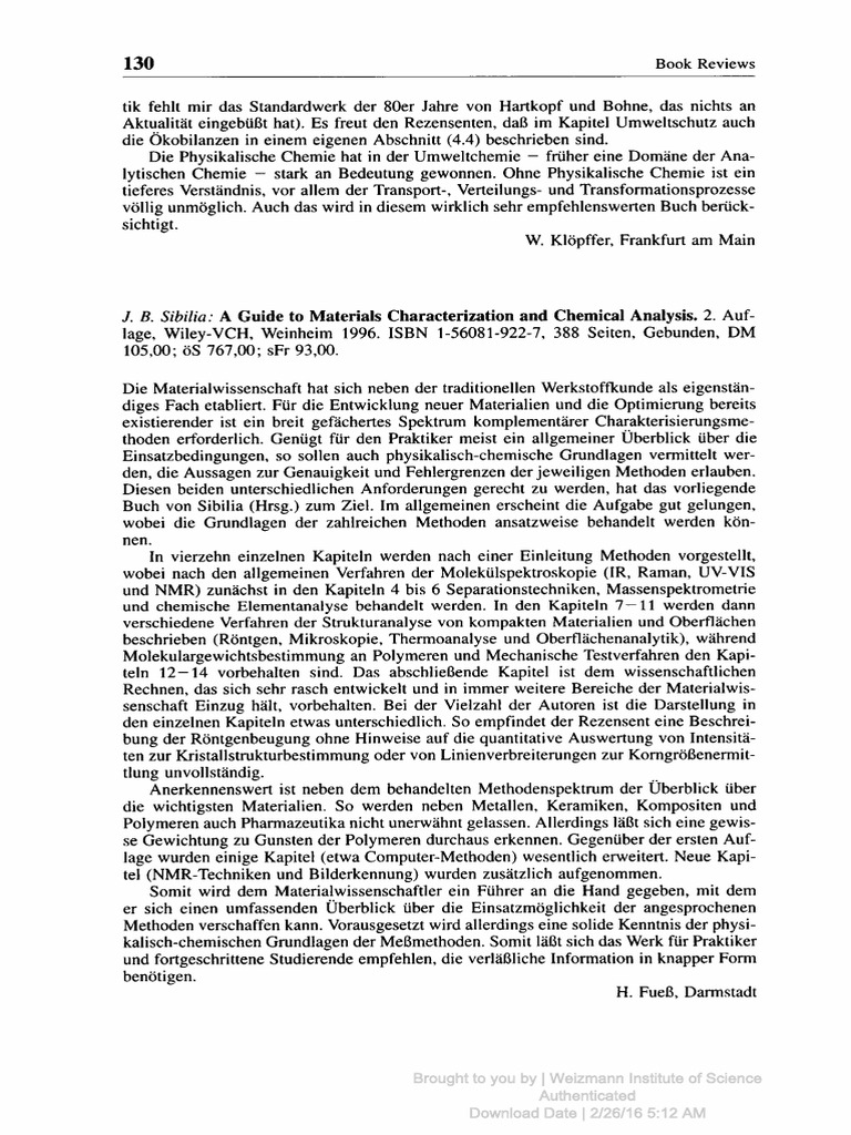 A Guide To Materials Characterization and Chemical Analysis | PDF