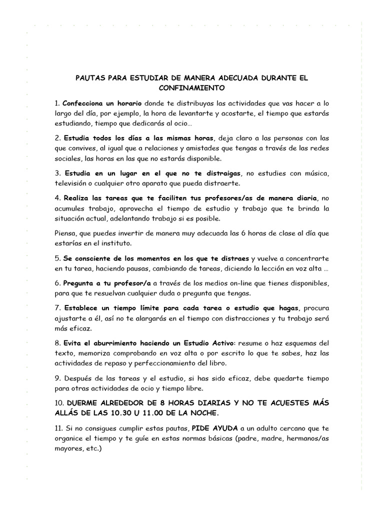 Pautas de Estudio Efectivas en Casa | PDF