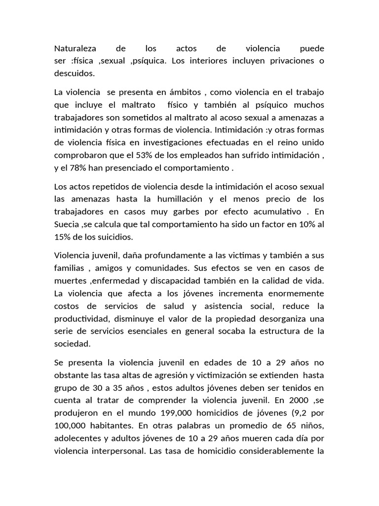 Tipos y Efectos de la Violencia Social | PDF | Violencia | Abuso infantil