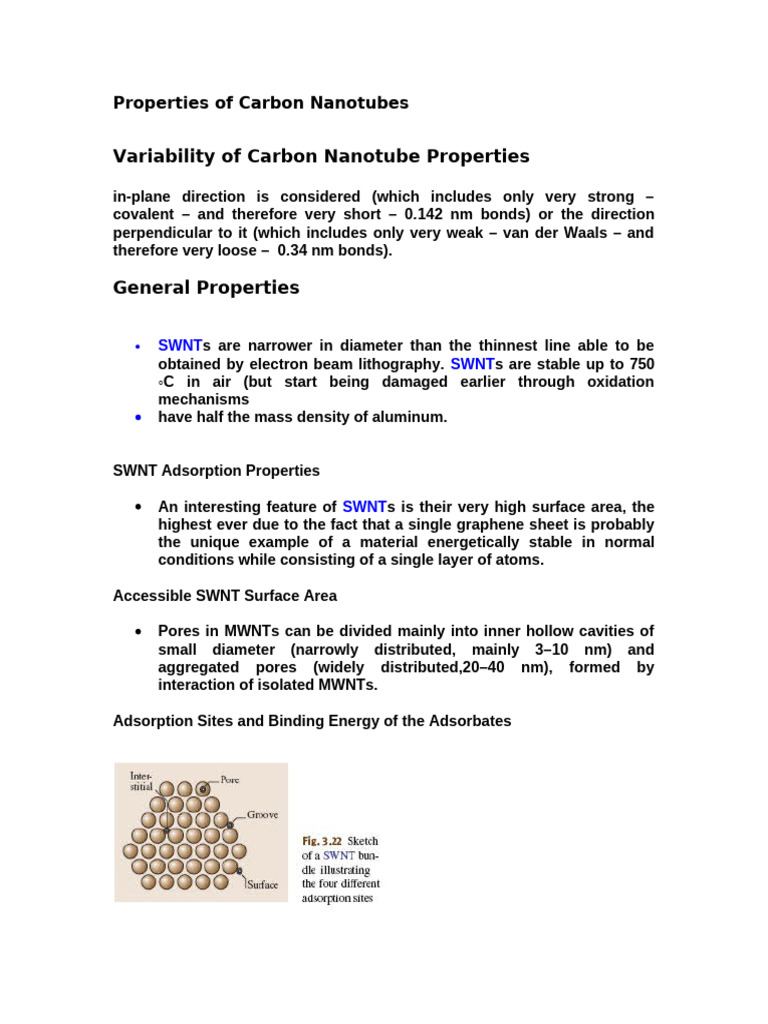 Properties and Applications of Carbon Nanotubes | PDF | Carbon Nanotube ...