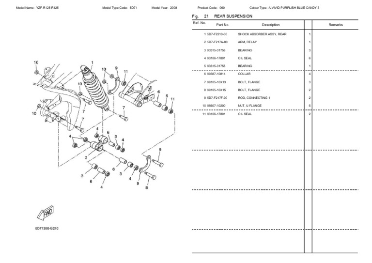 Yzf-R125 R125 Rear Suspension | PDF | Car | Vehicle Technology