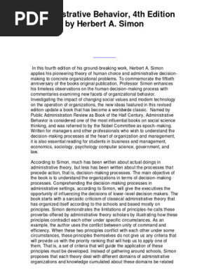 Administrative Behavior | PDF | Rationality | Decision Making