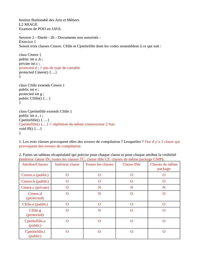 Examen POO Java : Classes et Figures | PDF | Java (Langage de ...