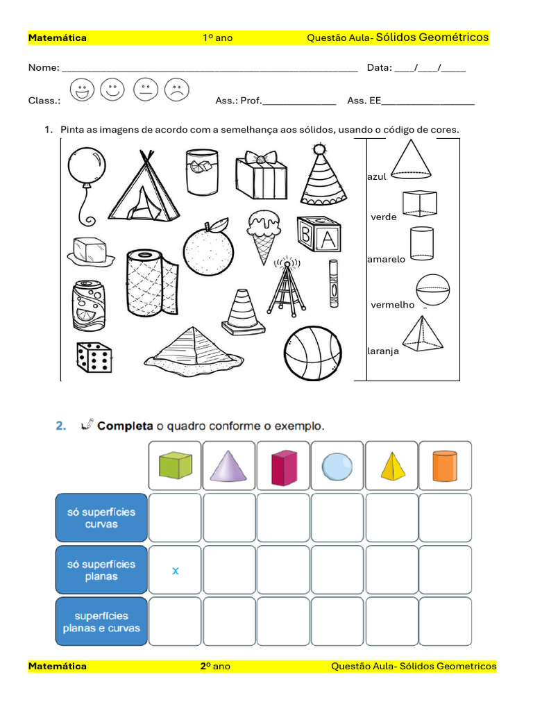 Atividades de Sólidos Geométricos 2º Ano | PDF
