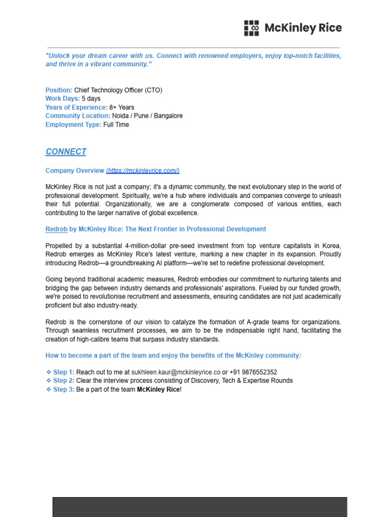McKinley Rice - Redrob - CTO | PDF | Scalability | Agile Software ...