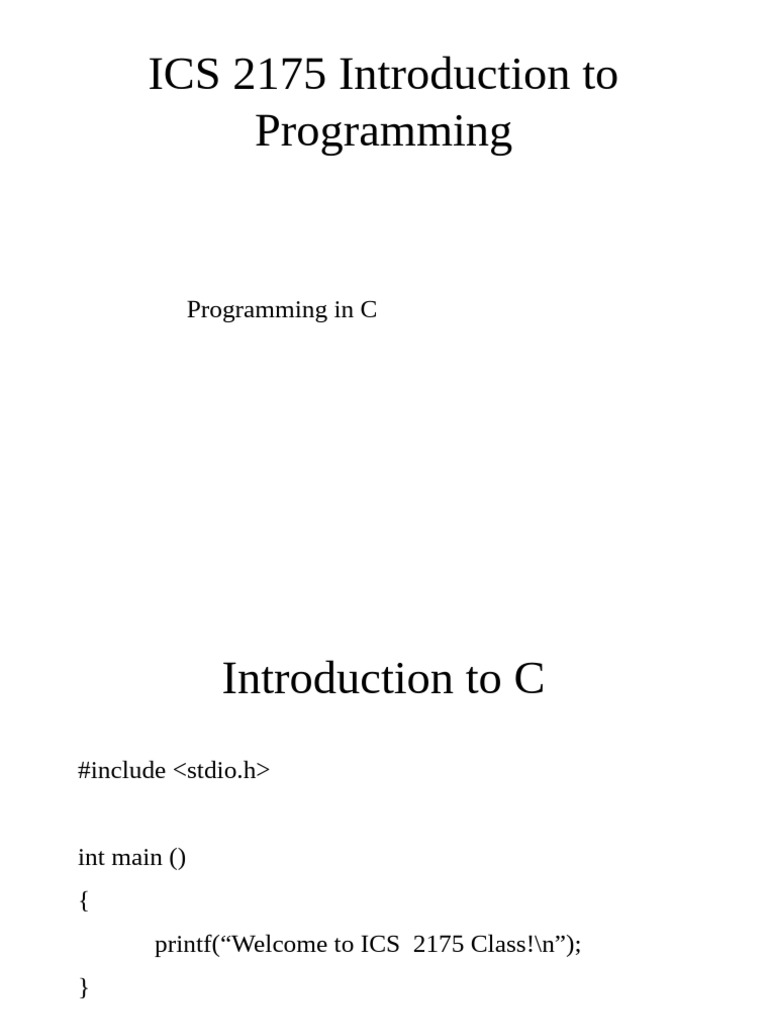 ICS 2175 Lecture 4a the C Language | PDF | Integer (Computer Science ...