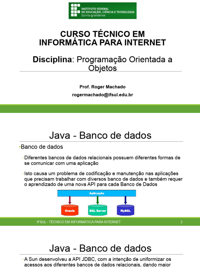 JDBC em Java: Conexão com Banco de Dados | PDF | Bancos de dados | Java ...