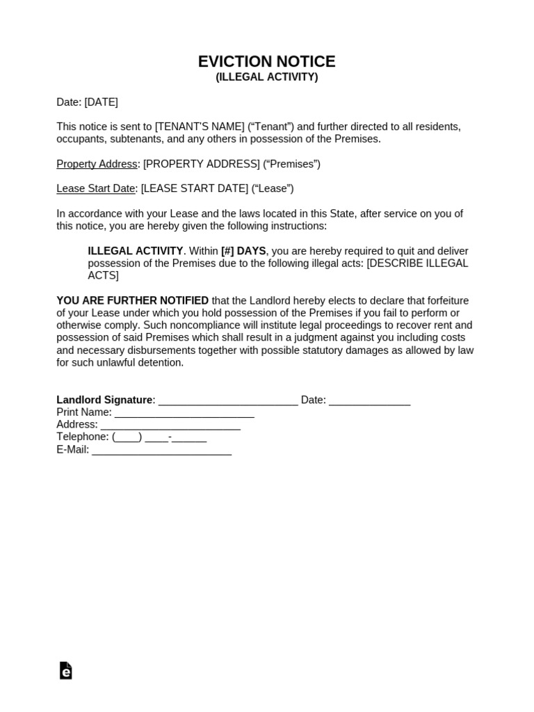 Notice To Quit For Illegal Activity | PDF | Lease | Common Law