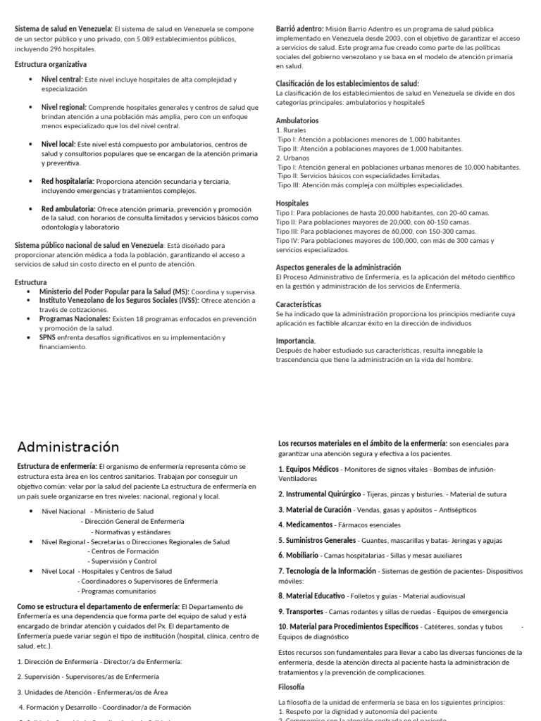 Estructura del Sistema de Salud en Venezuela | PDF | Enfermería | Hospital