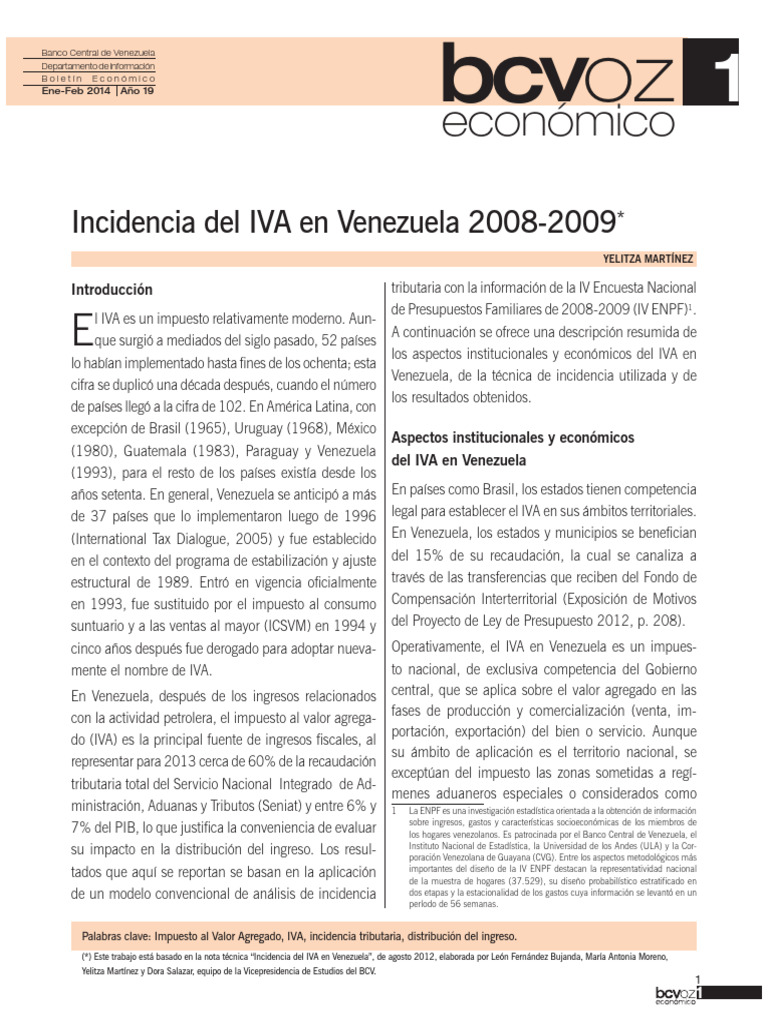 Incidencia del IVA en Venezuela 2008-2009 | PDF | Impuesto al valor ...