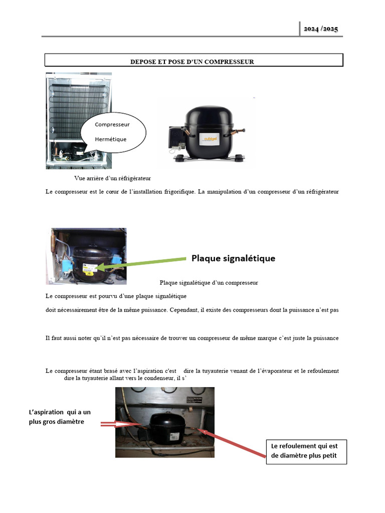 Remplacement et installation compresseur frigo PDF Brasage — free download