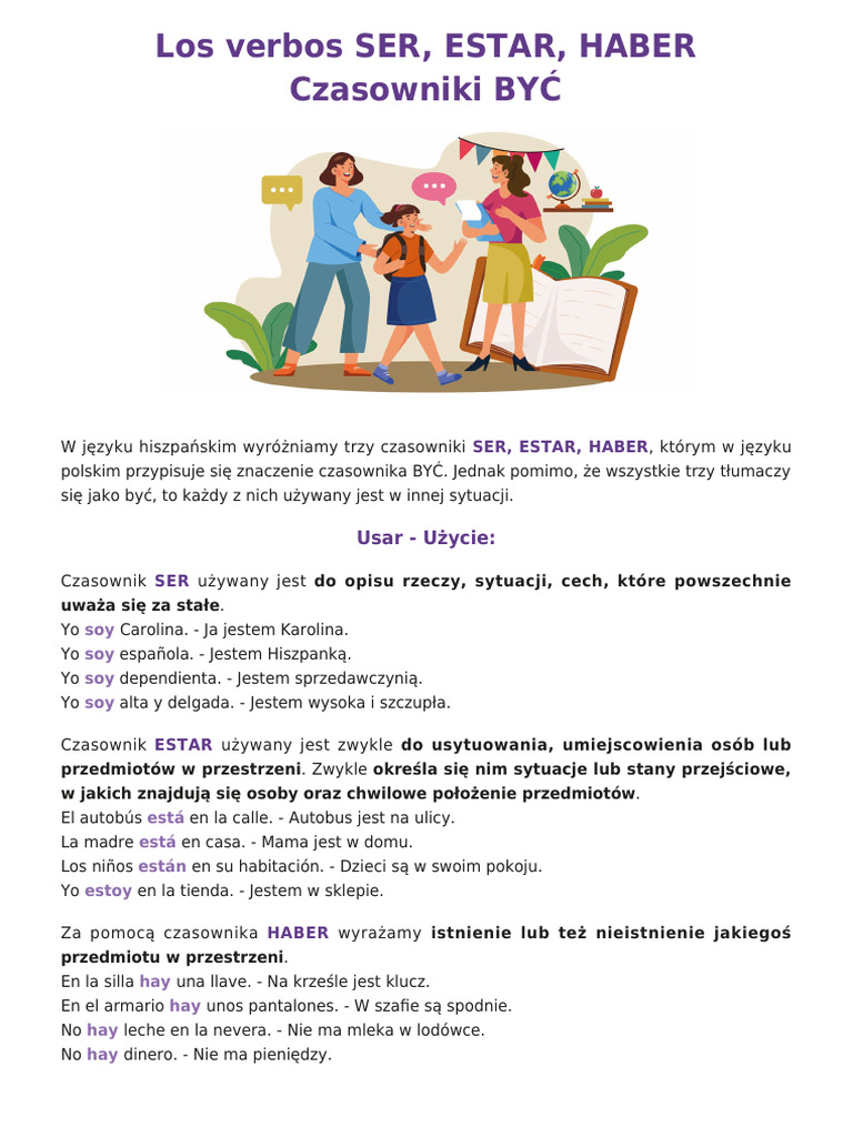 Dz08 - l05 - Los Verbos Ser, Estar, Haber - Czasowniki Być | PDF