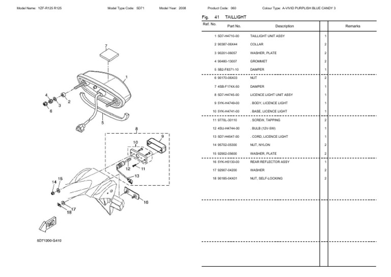 YZF-R125 R125 TAILLIGHT | PDF | Automotive Technologies | Vehicles