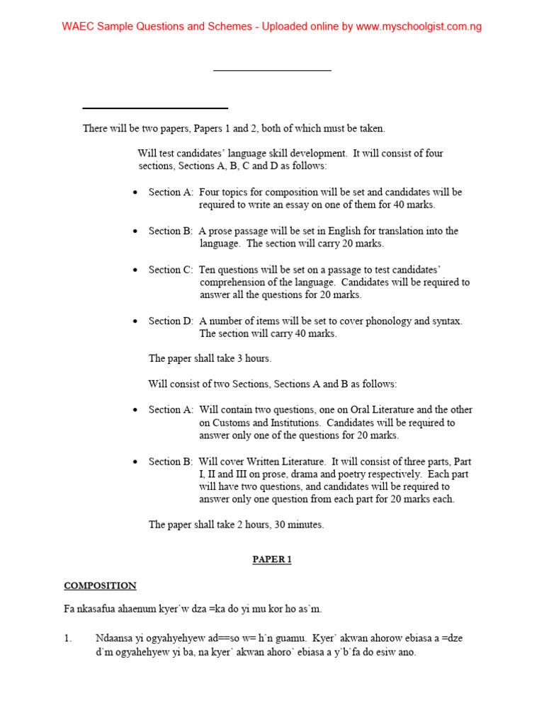 2025 Fante Wassce Exam Guide | PDF | Written Communication | Linguistics