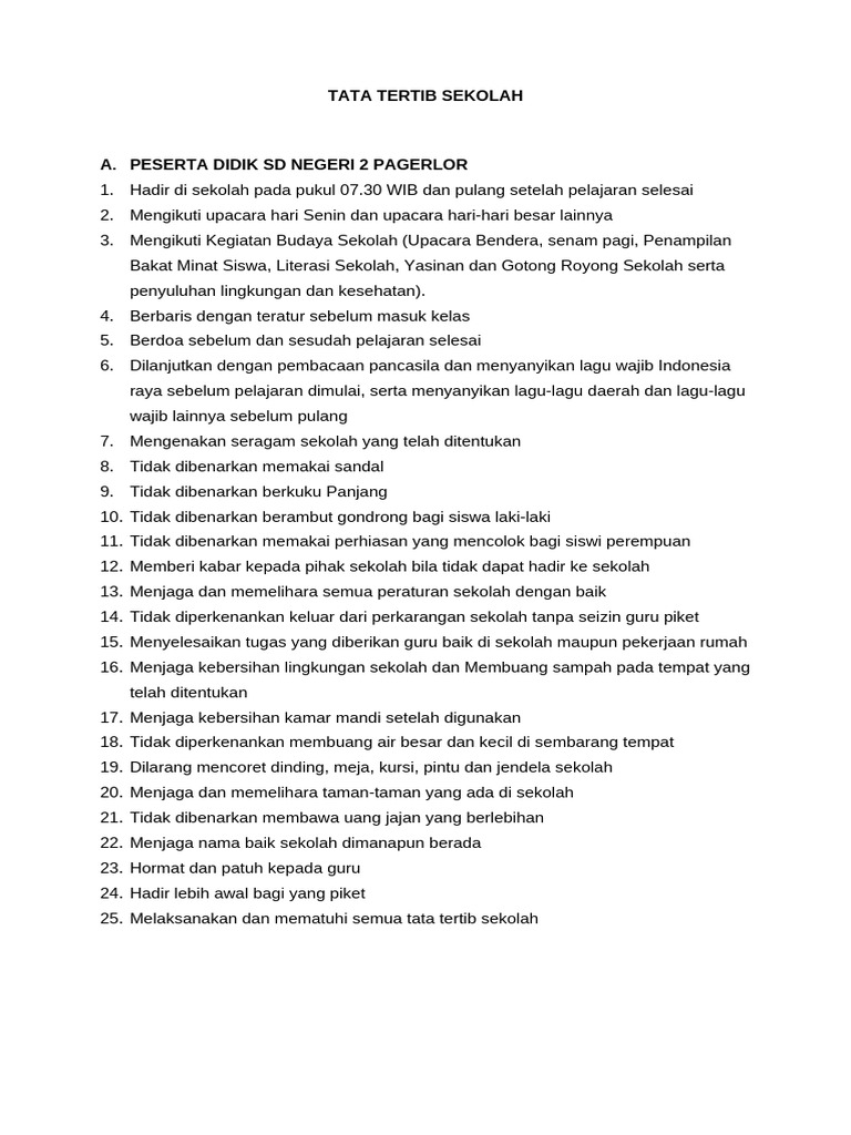 Tata Tertib Sekolah | PDF