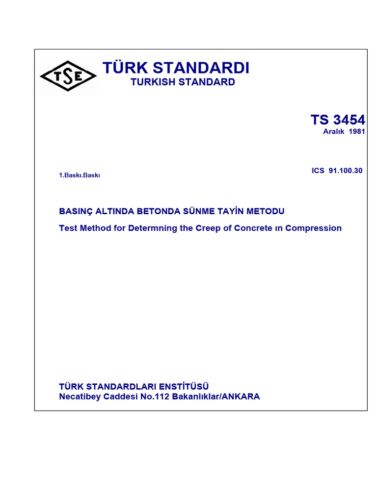 Ts 3454 Basinç Altinda Betonda Sünme Tayi̇n Metodu | PDF