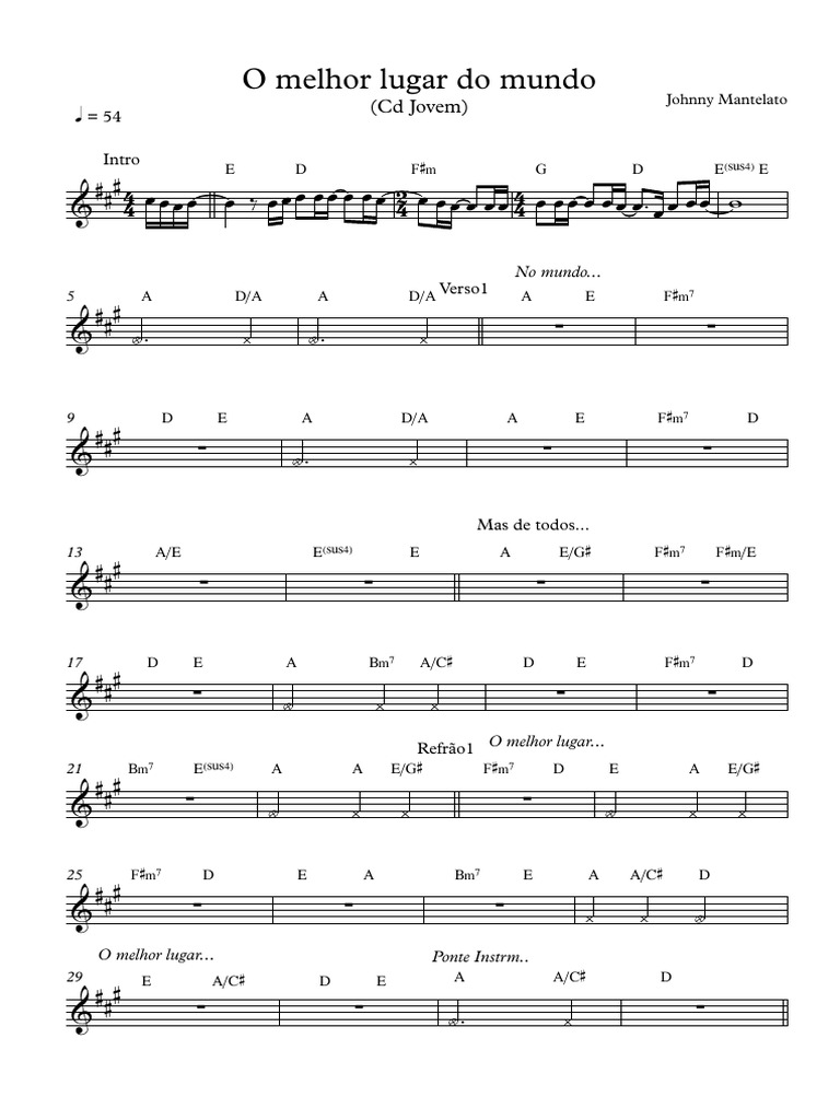 O Melhor Lugar Do Mundo - Partitura Completa | PDF