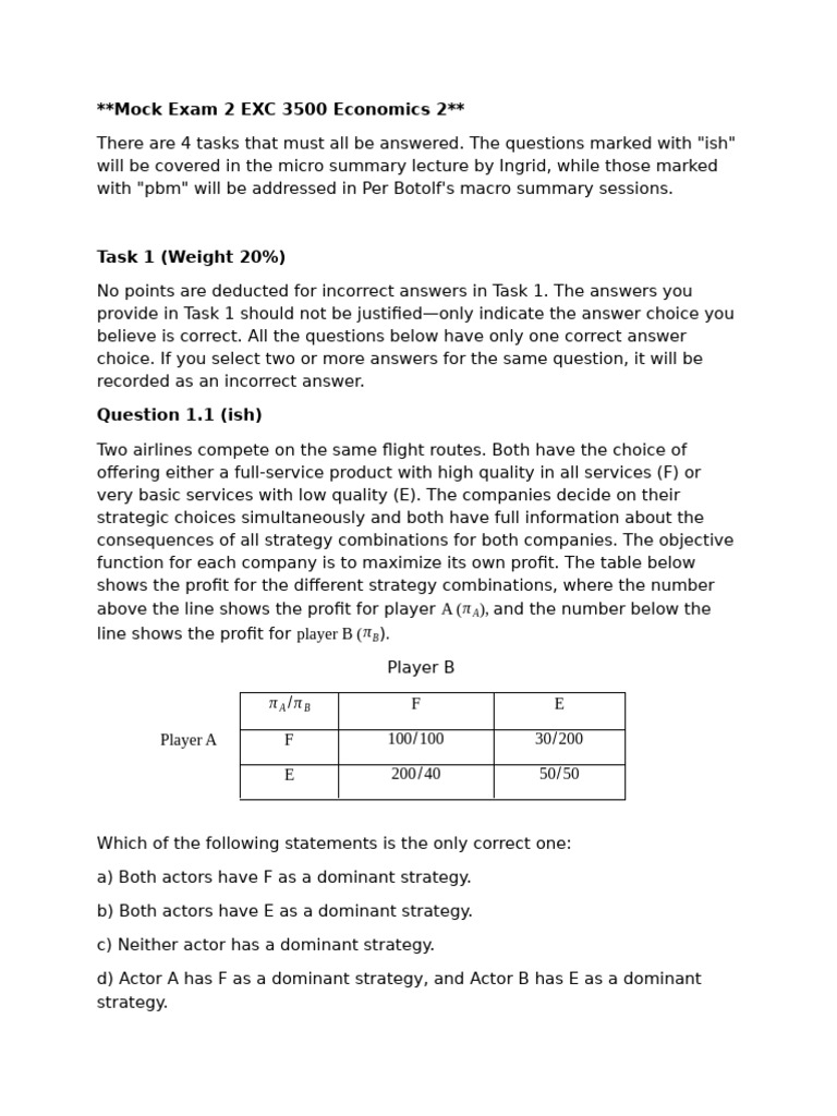 Mock Exam 2 Exc 3500 Economics 2 Pdf Economic Equilibrium Recession