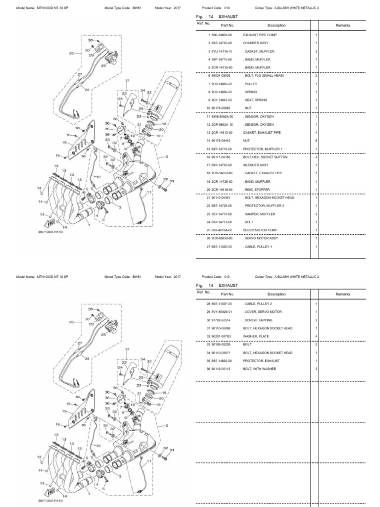 MTN1000D MT-10 SP Exhaust | PDF | Screw | Engines