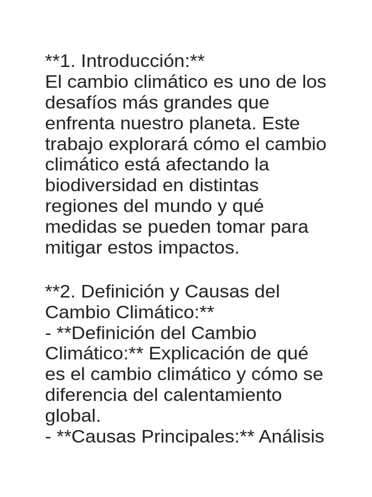 Impacto del Cambio Climático en Biodiversidad | PDF | Cambio climático ...