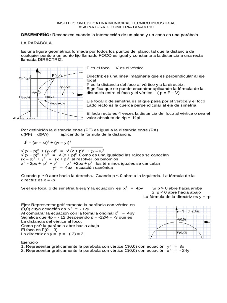 Geometría: Parábolas y Ecuaciones | PDF | Formas geométricas ...