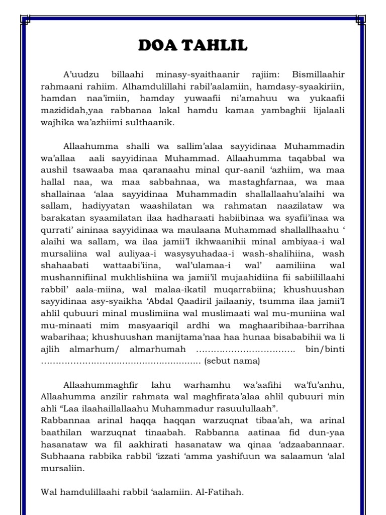 Doa Tahlil | PDF