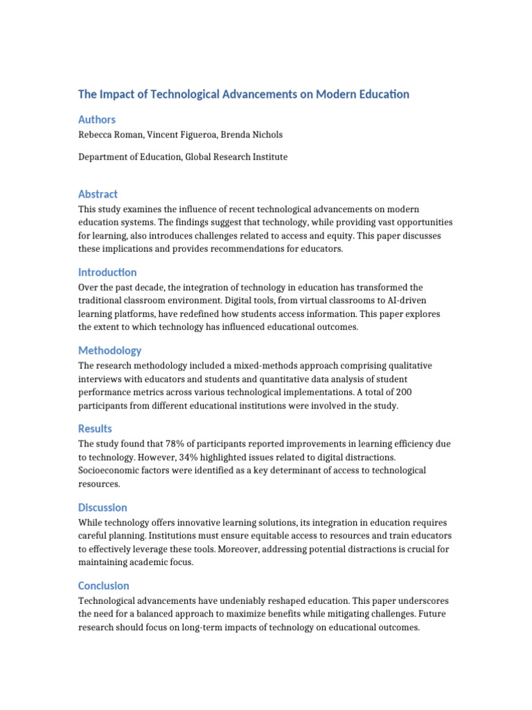 Technological Impact Research Paper | PDF