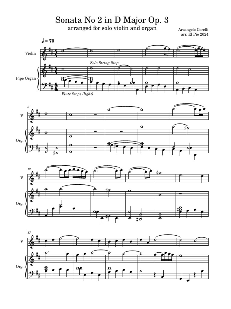 Sonata Da Chiesa In D Major Op 3 No 2 Arcangelo Corelli Pdf