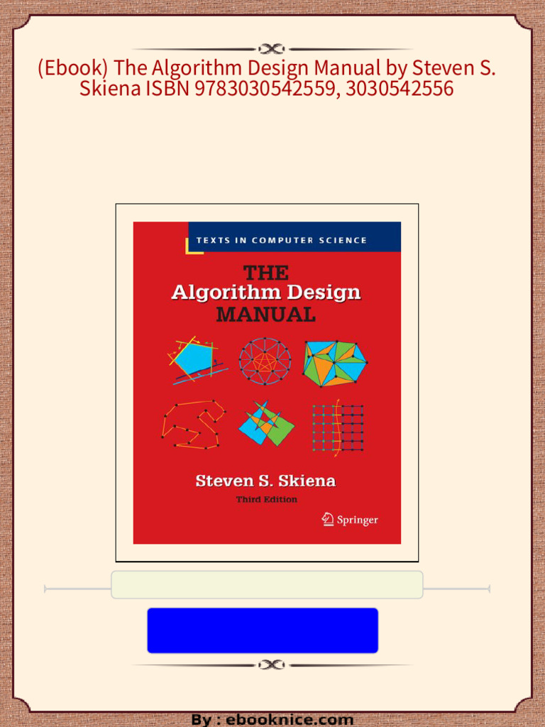 Get ebook the algorithm design manual by steven s skiena isbn