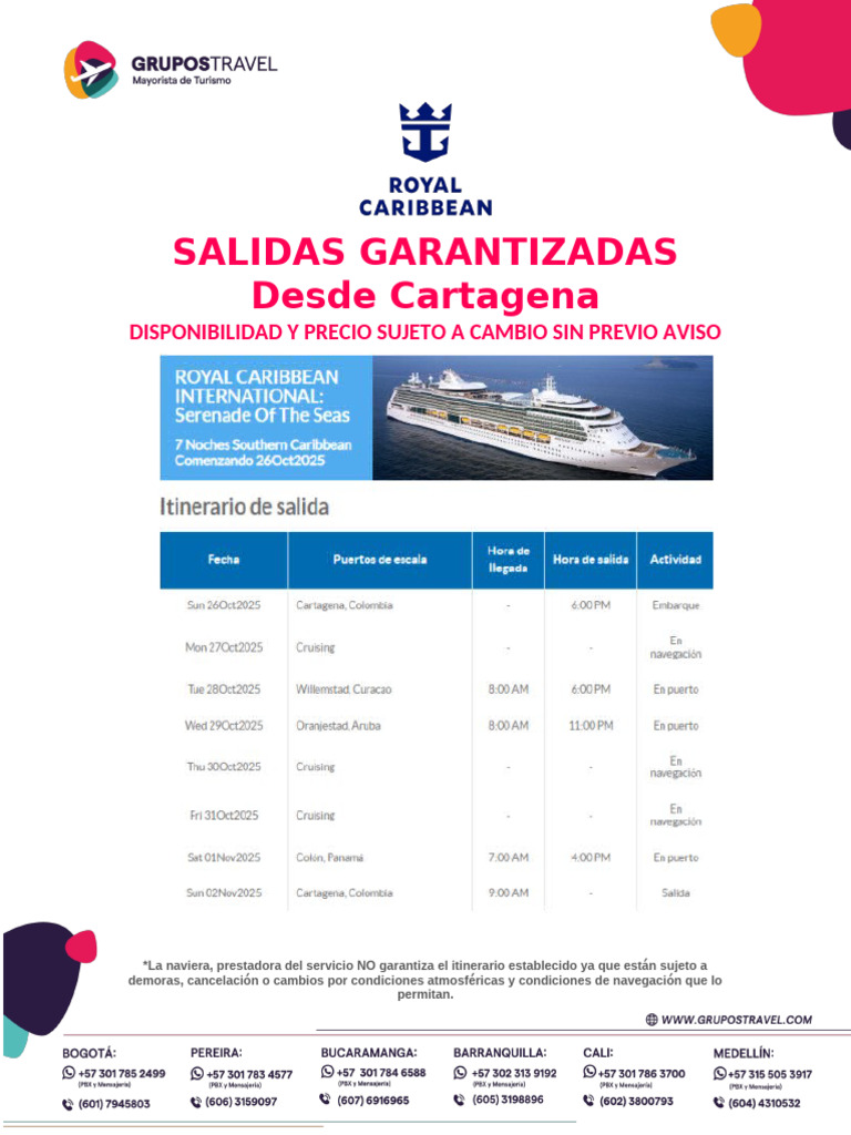Cruceros desde Cartagena: Tarifas y Políticas | PDF | Crucero | Pasaporte
