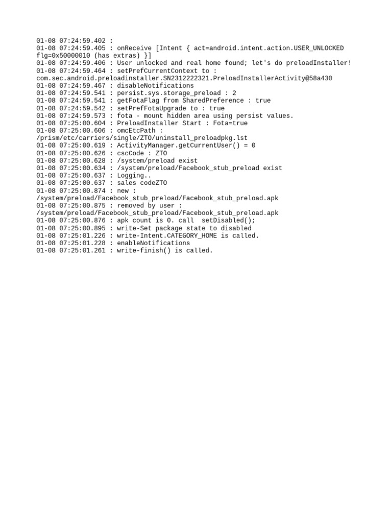 User Unlock Event and Preload Installer | PDF
