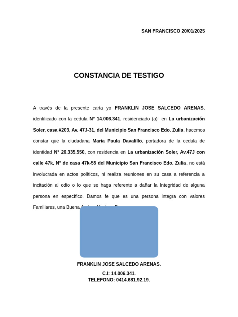 Constancia de Testigo | PDF