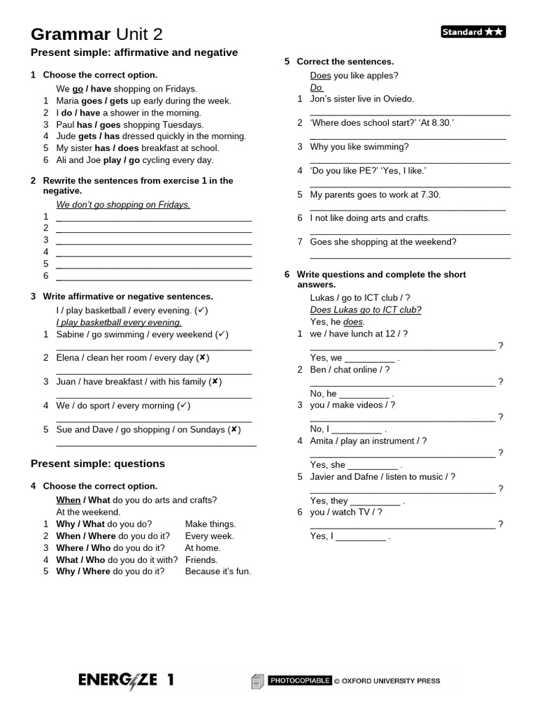 Present Simple Affirmative Test | PDF | Grammar | Linguistics