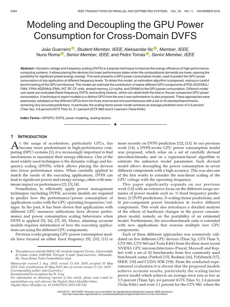 Modeling and Decoupling The GPU Power Consumption For Cross-Domain DVFS ...