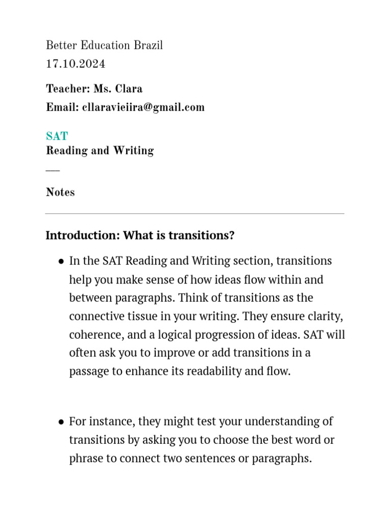 List Of Transitions Sat