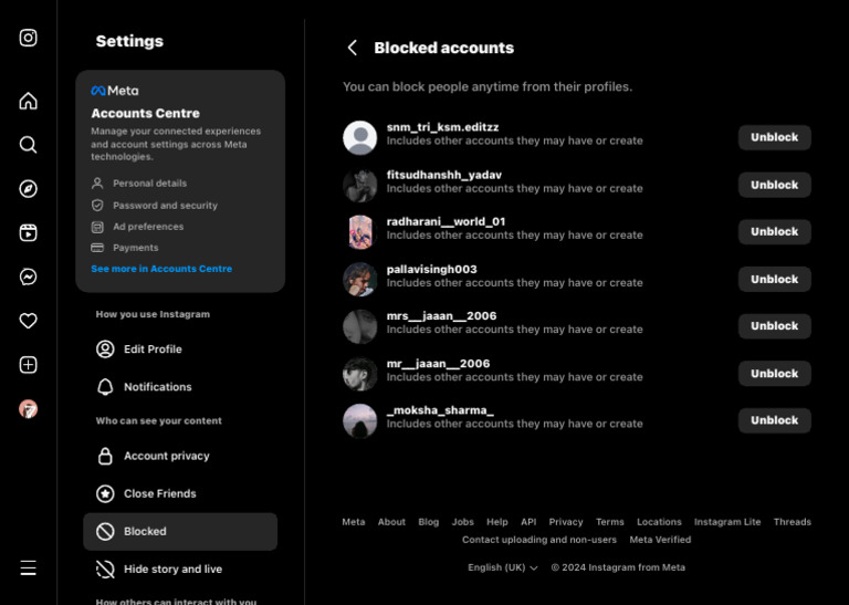 Blocked Accounts - Instagram | PDF