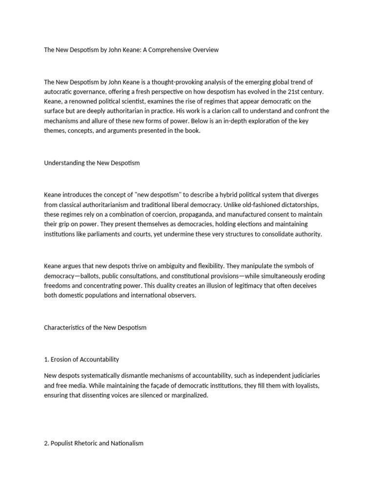 Understanding New Despotism Today | PDF | Authoritarianism | Democracy