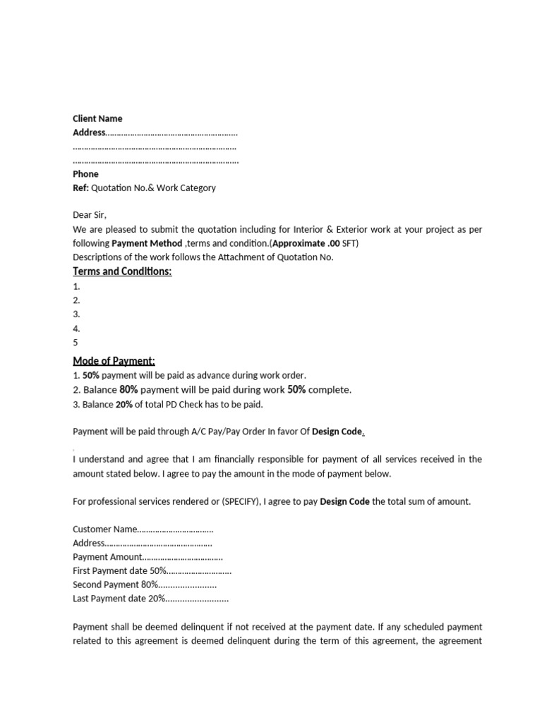 Quotation for Interior & Exterior Work | PDF