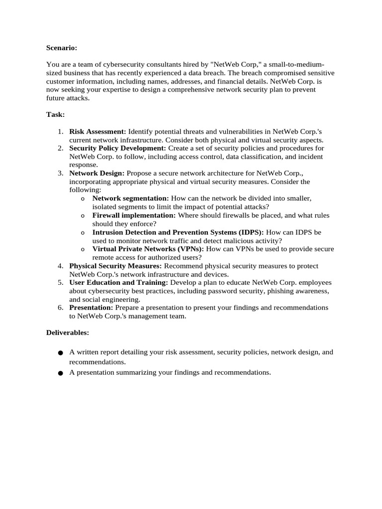 Cybersecurity Plan for NetWeb Corp. | PDF