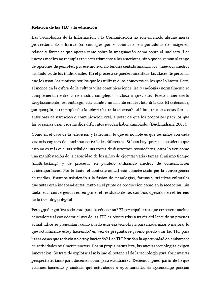 Impacto de las TIC en la educación moderna | PDF | Enseñando ...