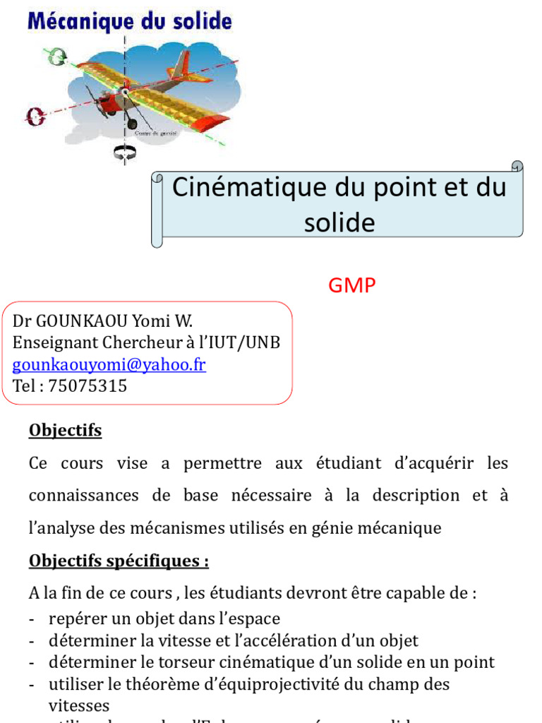 Cinématique du point et du solide en GMP | PDF | Rotation | Cinématique