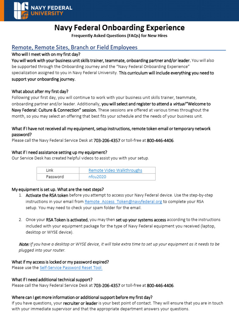 Navy Federal Onboarding FAQs | PDF | Computing