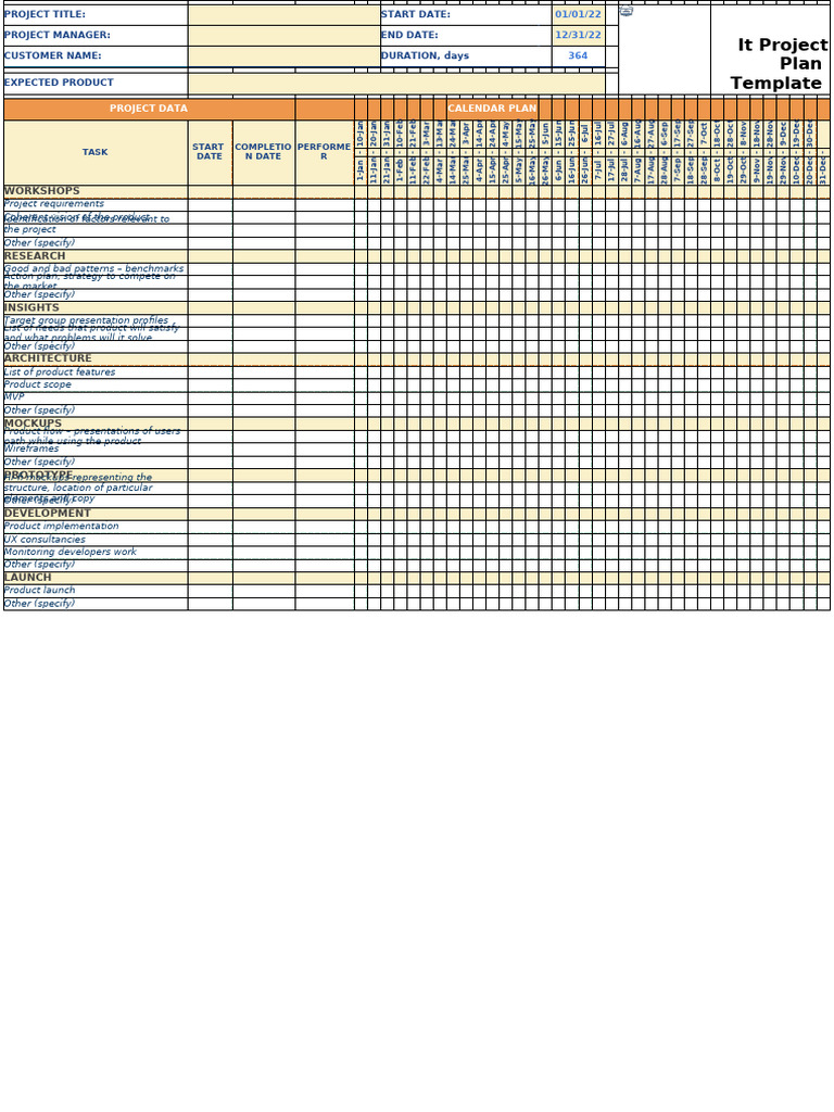 _IT Project Plan Template _ | PDF | Computing | Information Technology ...
