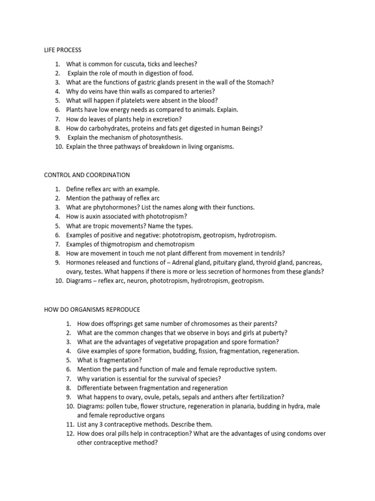 Life Processes and Organism Functions Explained | PDF | Hormone | Stomach