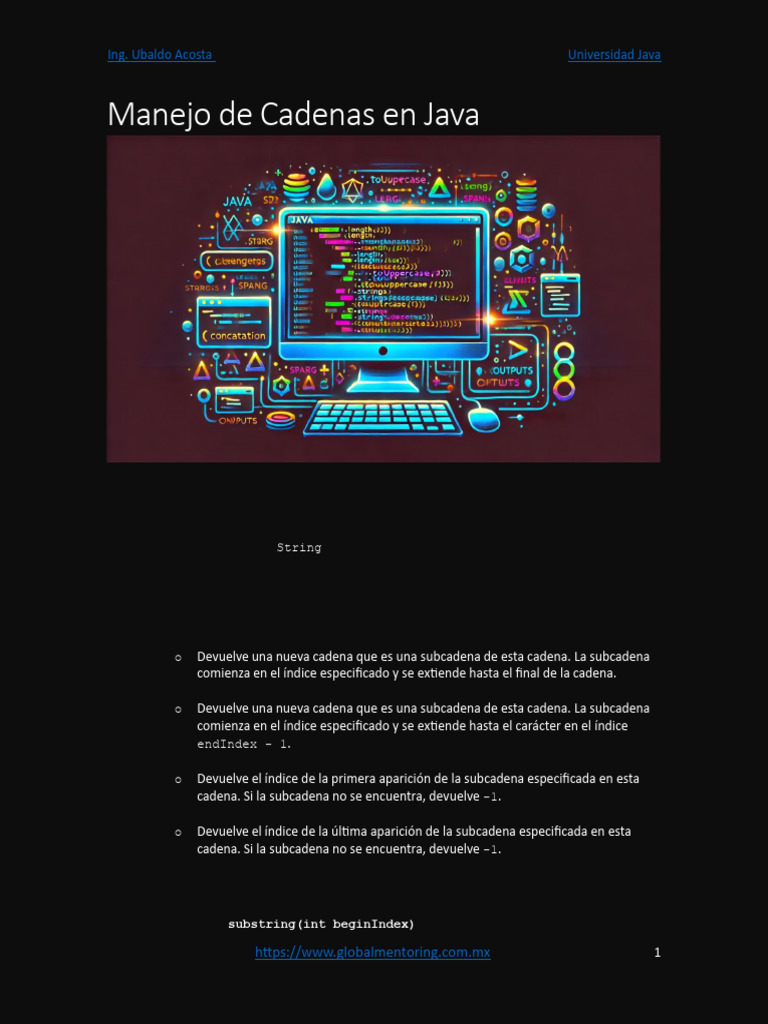 Manejo de Subcadenas en Java | PDF | Java (lenguaje de programación ...