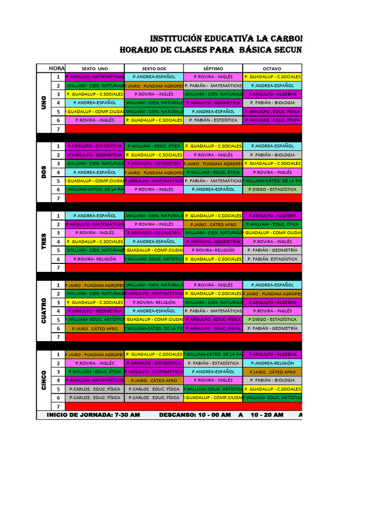 Horario Clases Secundaria 2024 | PDF | Geometría | Matemáticas