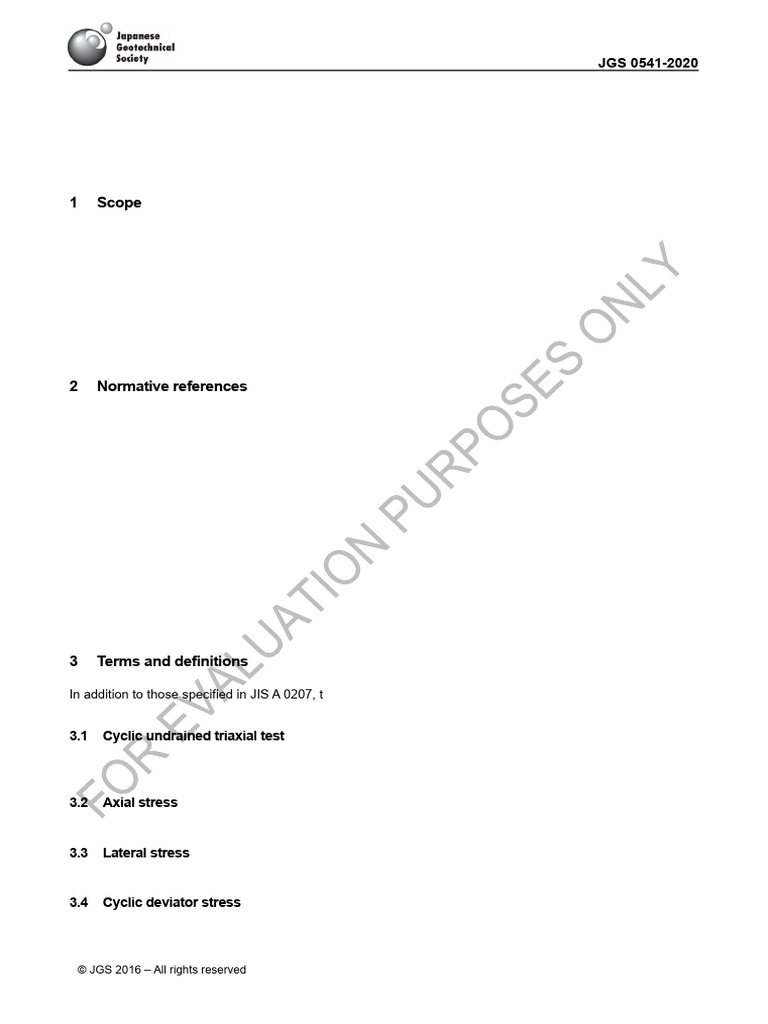 JGS0541_2020 - Method for cyclic undrained triaxial test on soils | PDF ...