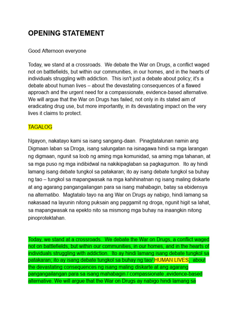 Opening Statement | PDF